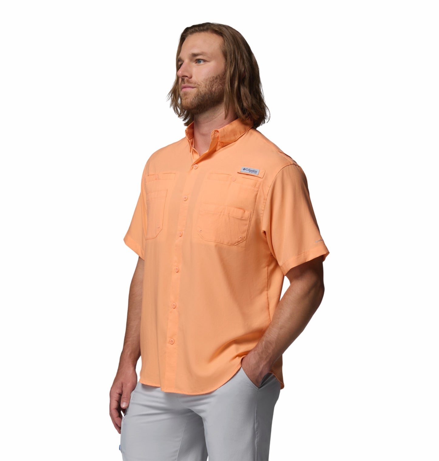 Columbia Men Peach Omni-Shade Tamiami II Short Sleeve Shirt