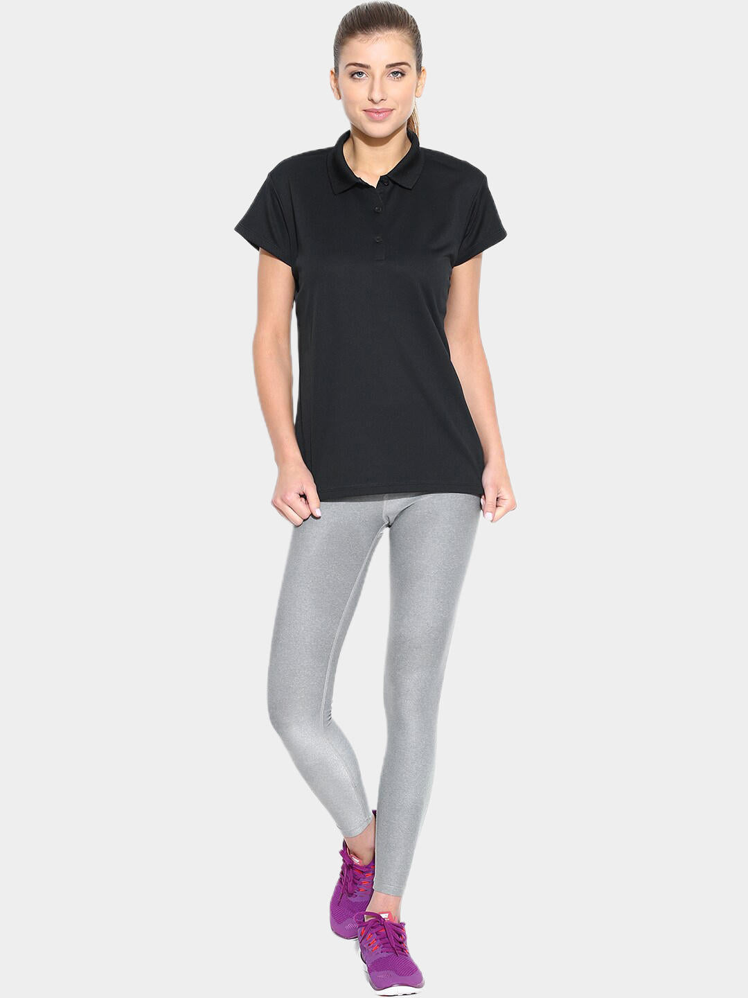 Columbia Women Black Innisfree SS Polo T-Shirt