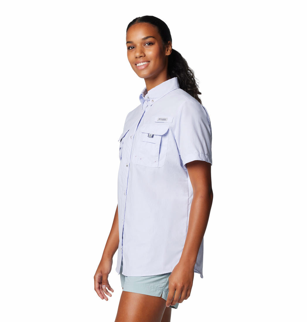 Columbia Women Purple Omni-Shade Bahama II Short Sleeve Shirt