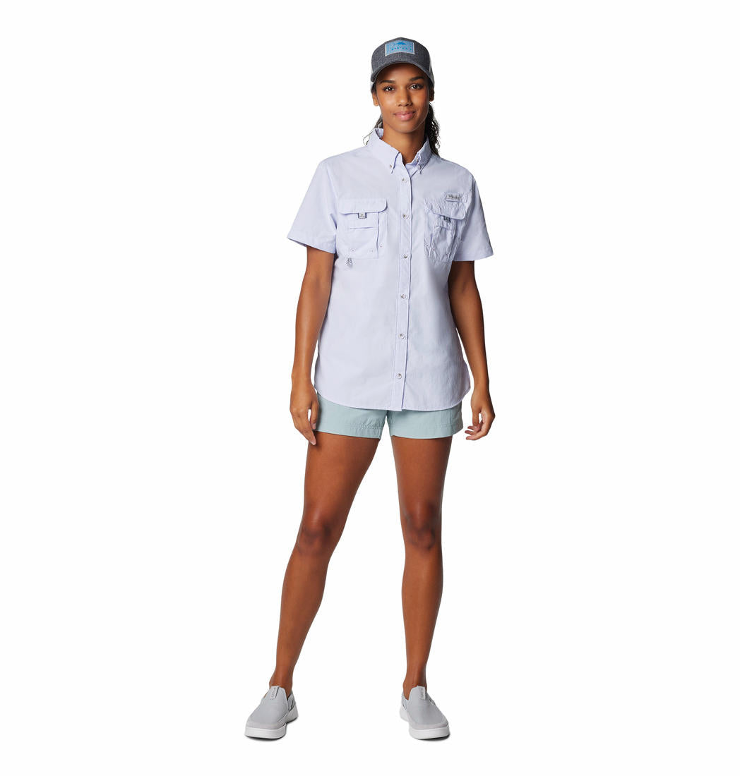 Columbia Women Purple Omni-Shade Bahama II Short Sleeve Shirt