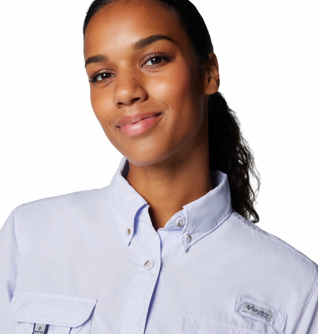 Columbia Women Purple Omni-Shade Bahama II Short Sleeve Shirt