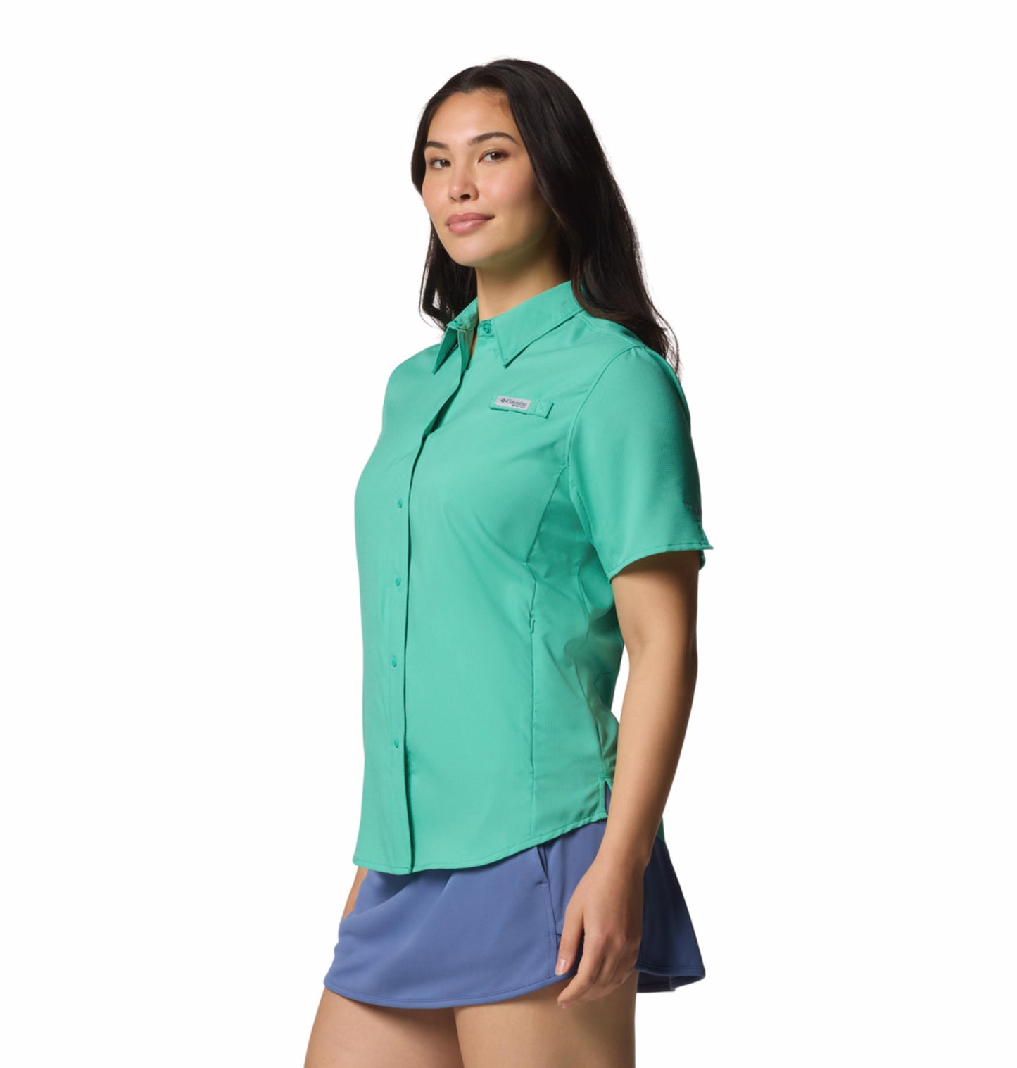 Columbia Womens Teal Omni-Shade Womens Tamiami II Short Sleeve Shirt
