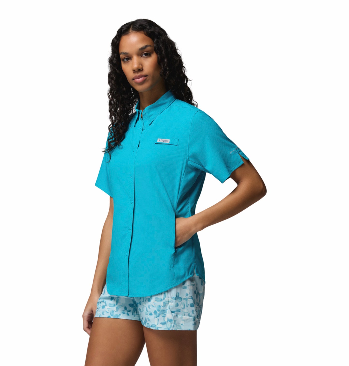 Columbia Women's Blue Omni-Shade Tamiami II Short Sleeve Shirt for Outdoors