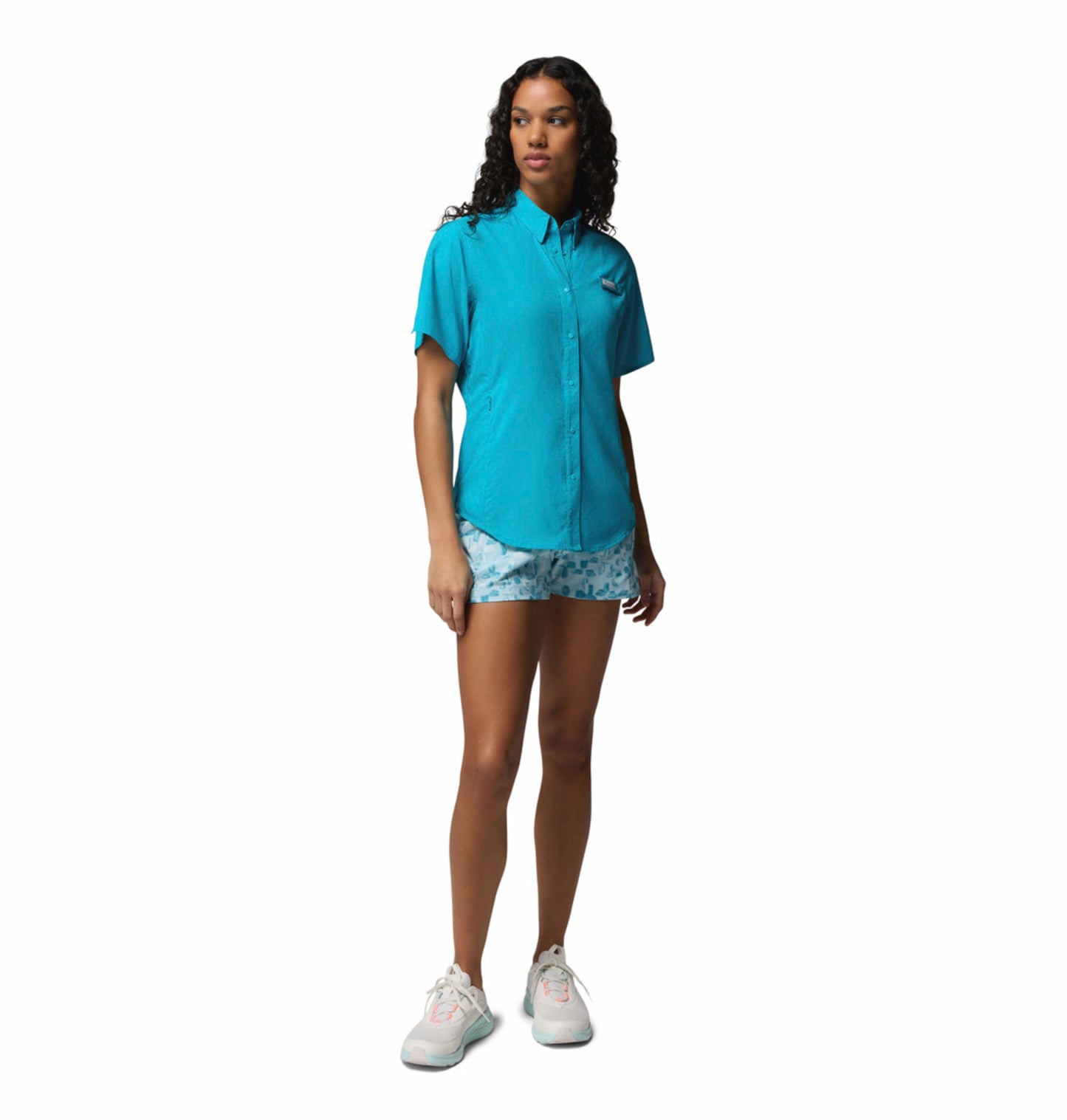 Columbia Women Blue Omni-Shade Tamiami II Short Sleeve Shirt