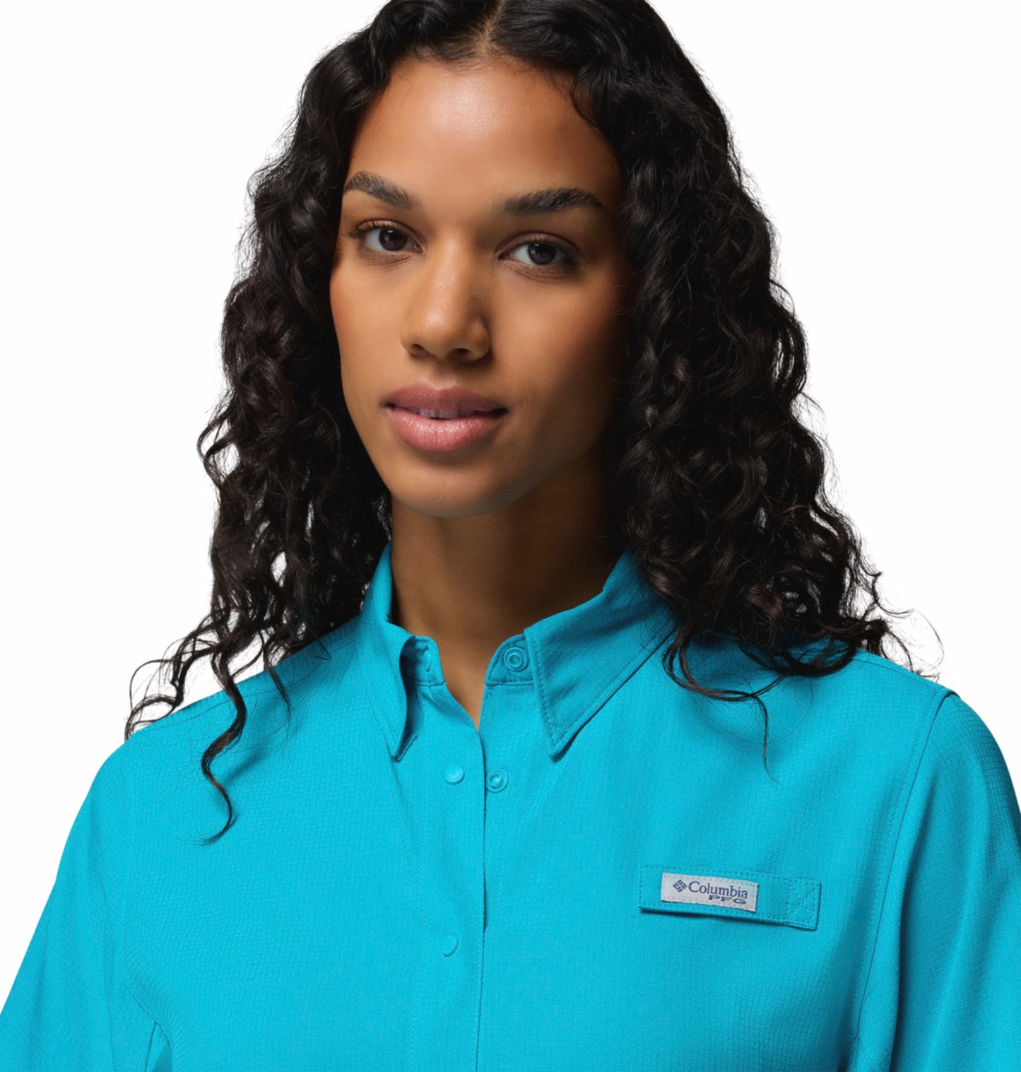 Columbia Women Blue Omni-Shade Tamiami II Short Sleeve Shirt