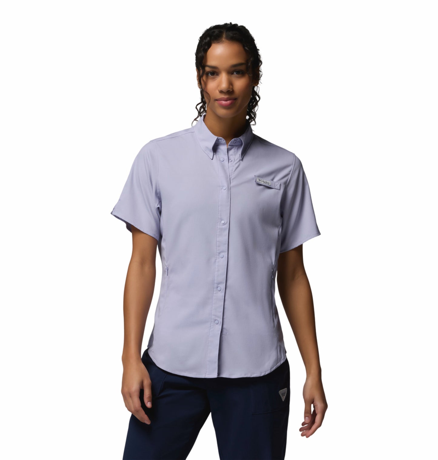 Columbia Women Blue Omni-Shade Tamiami II Short Sleeve Shirt
