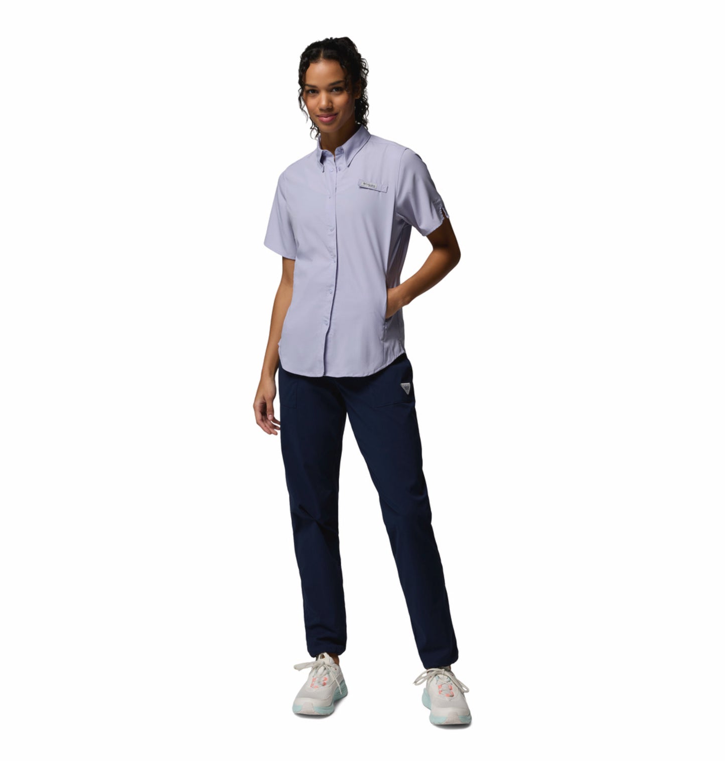 Columbia Women Blue Omni-Shade Tamiami II Short Sleeve Shirt