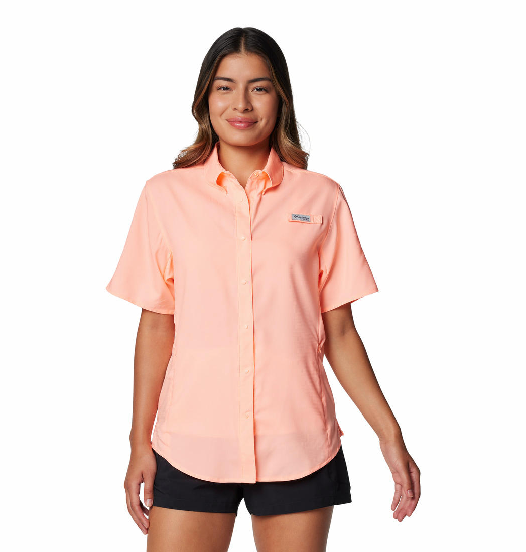 Columbia Womens Orange Womens Tamiami II Short Sleeve Shirt
