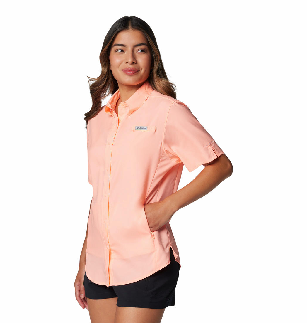 Columbia Womens Orange Womens Tamiami II Short Sleeve Shirt