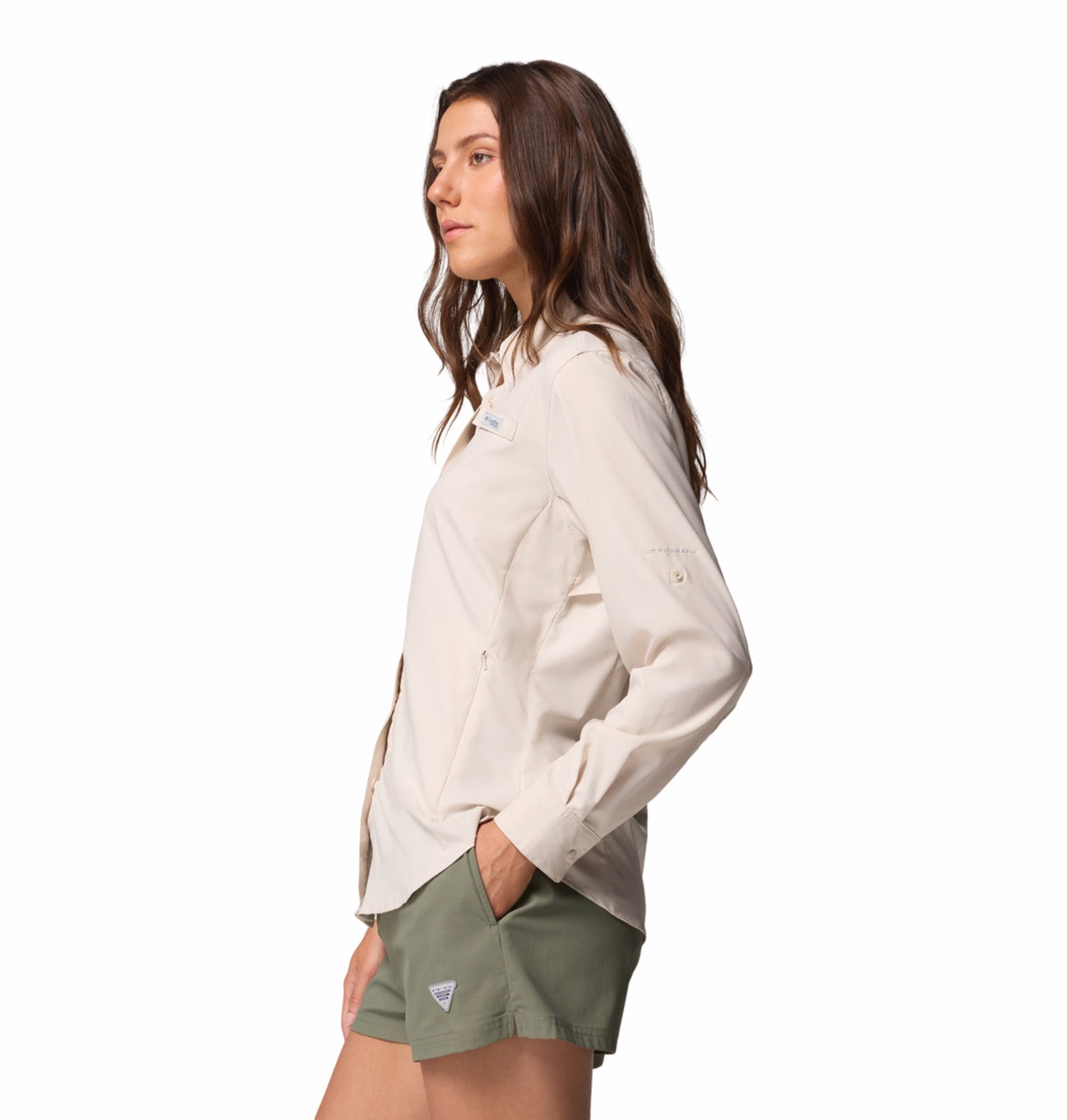 Columbia Women Beige Omni-Shade Tamiami II Long Sleeve Shirt