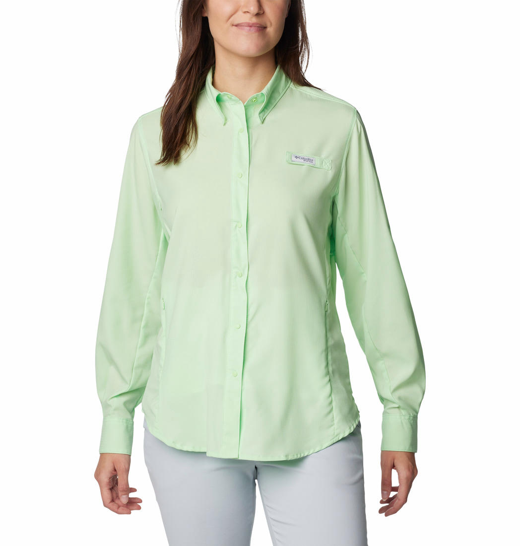 Columbia Women Green Omni-Wick Tamiami II Long Sleeve Shirt