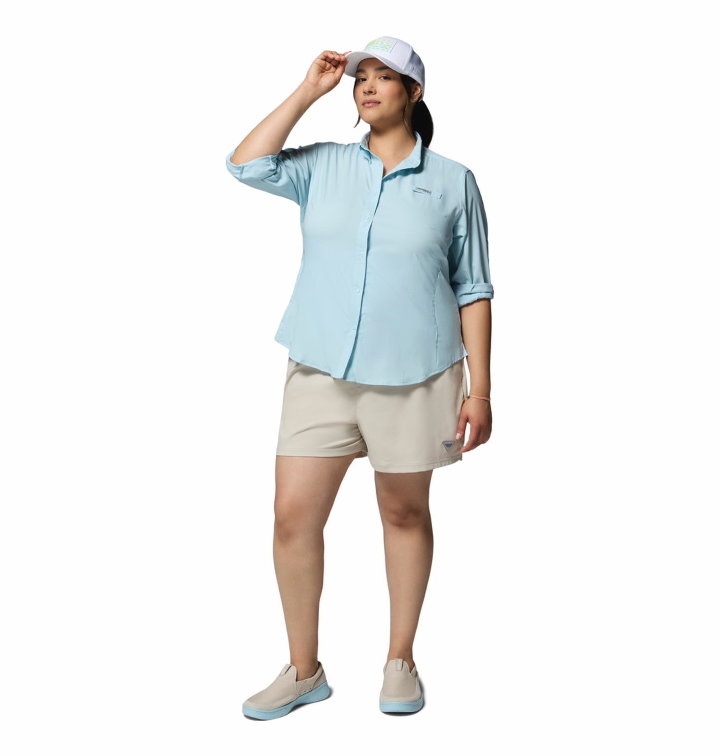 Columbia Women Blue Omni-Shade Tamiami II Long Sleeve Shirt