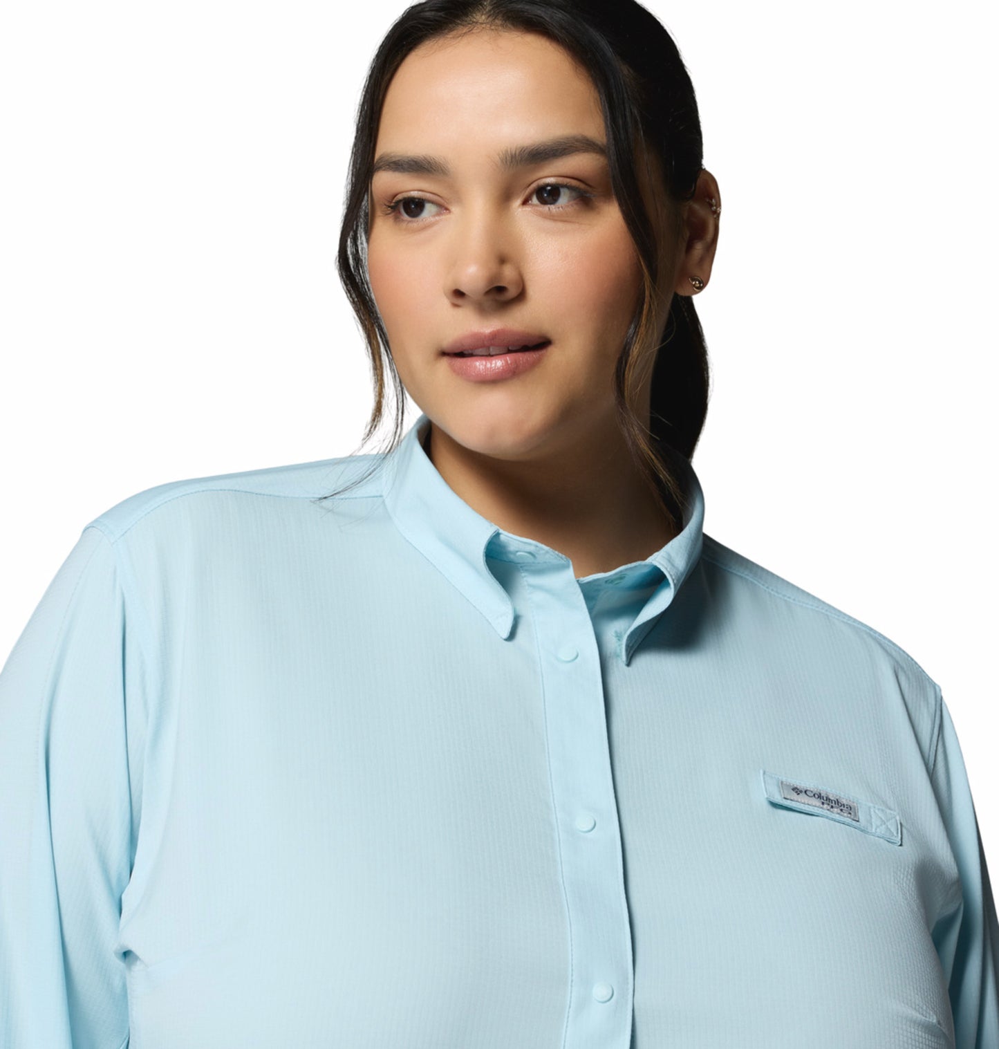 Columbia Women Blue Omni-Shade Tamiami II Long Sleeve Shirt