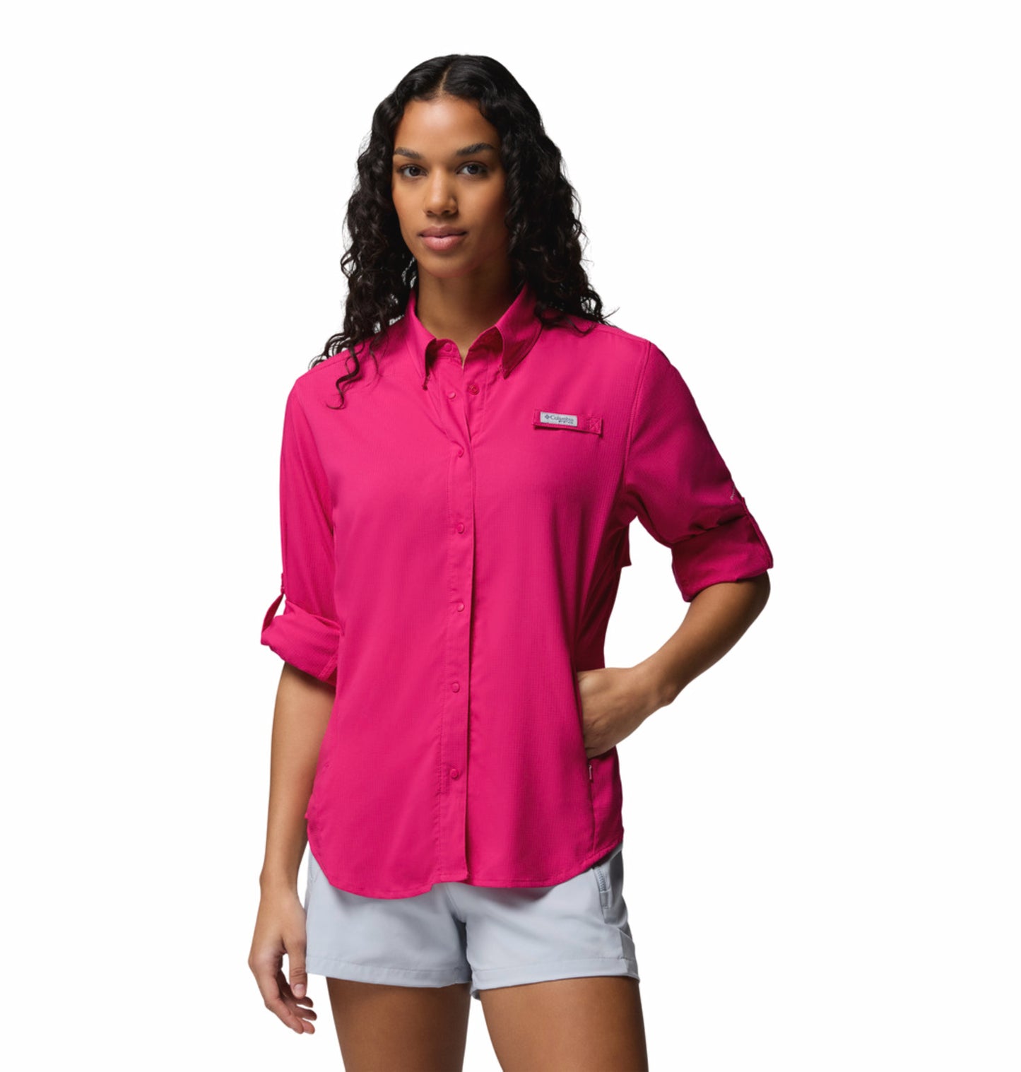 Columbia Women Pink Omni-Shade Tamiami II Long Sleeve Shirt