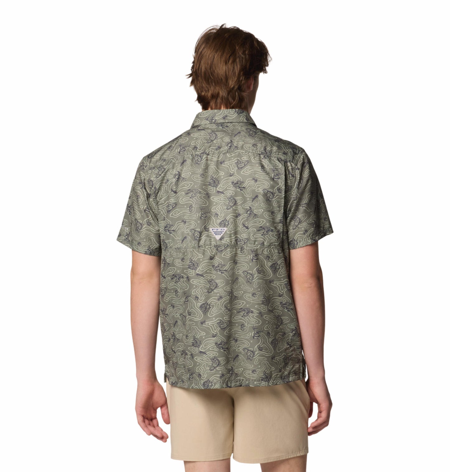 Columbia Mens Olive Omni-Wick Super Slack Tide Camp Shirt