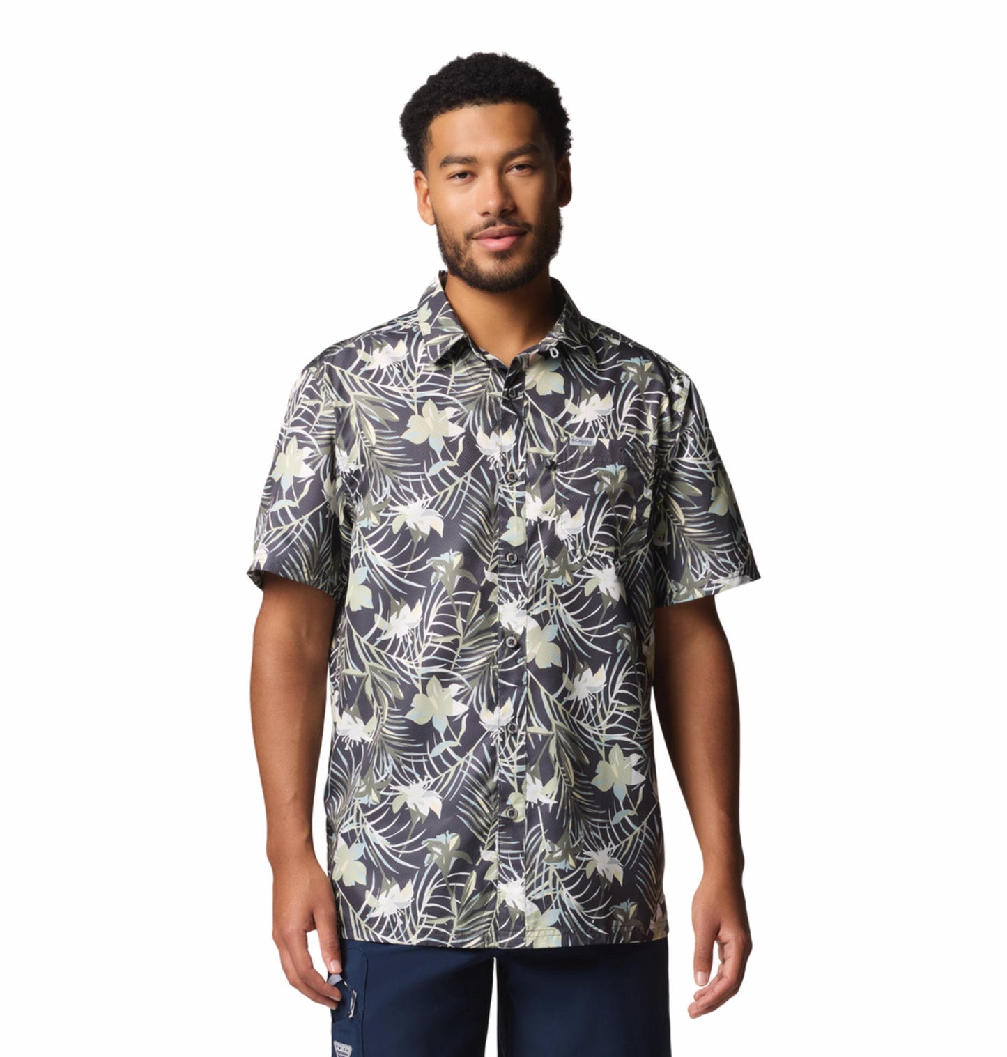 Columbia Mens Grey Omni-Wick Super Slack Tide Camp Shirt