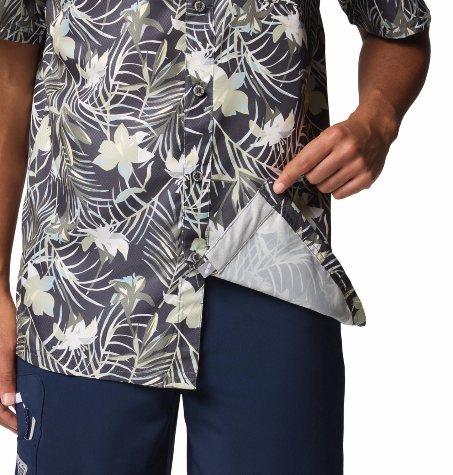 Columbia Mens Grey Omni-Wick Super Slack Tide Camp Shirt