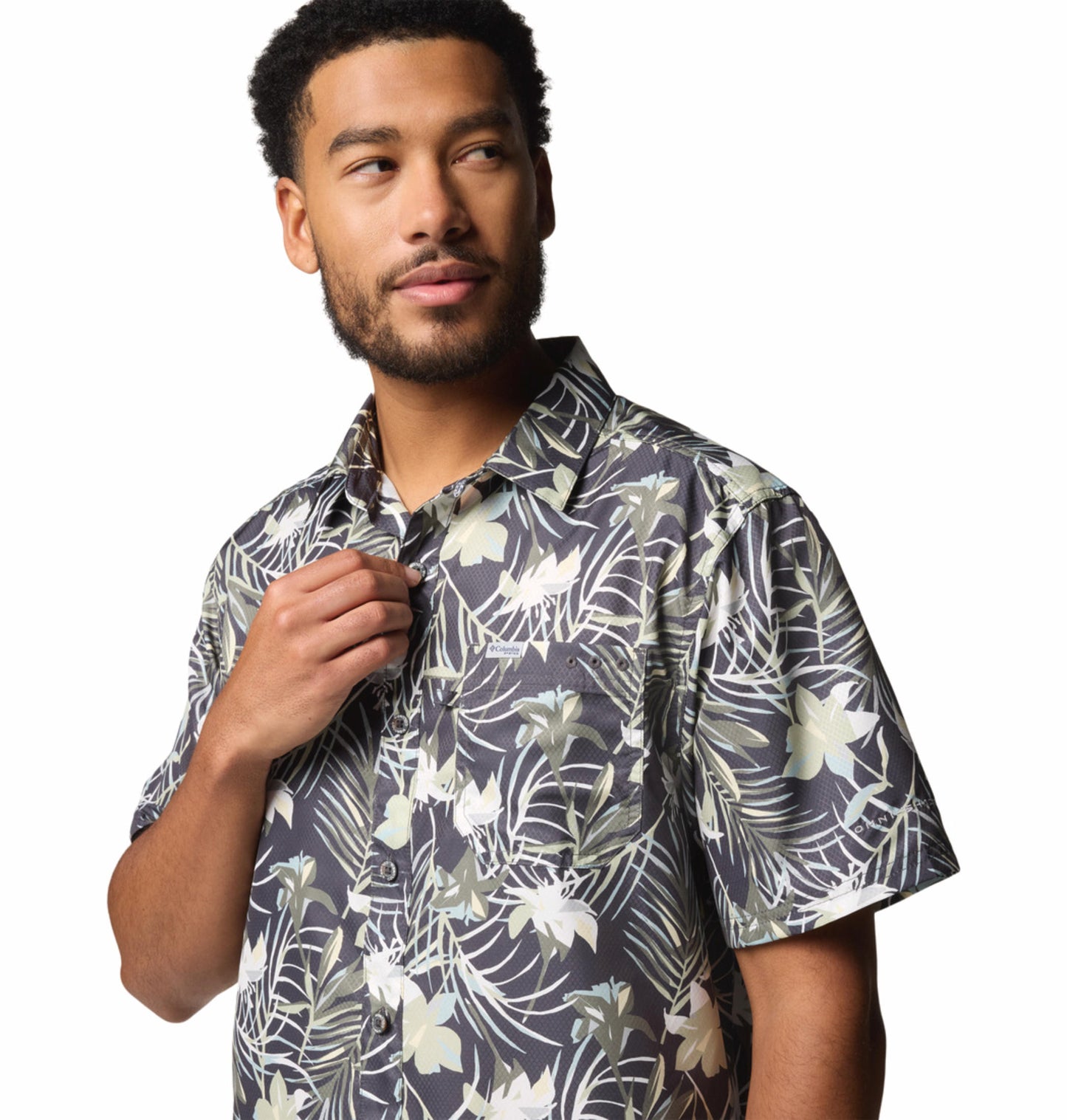 Columbia Mens Grey Omni-Wick Super Slack Tide Camp Shirt