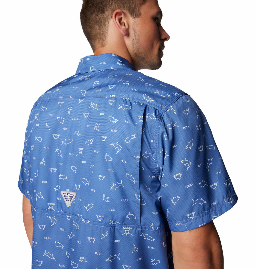 Columbia Mens Purple Super Slack Tide Camp Shirt