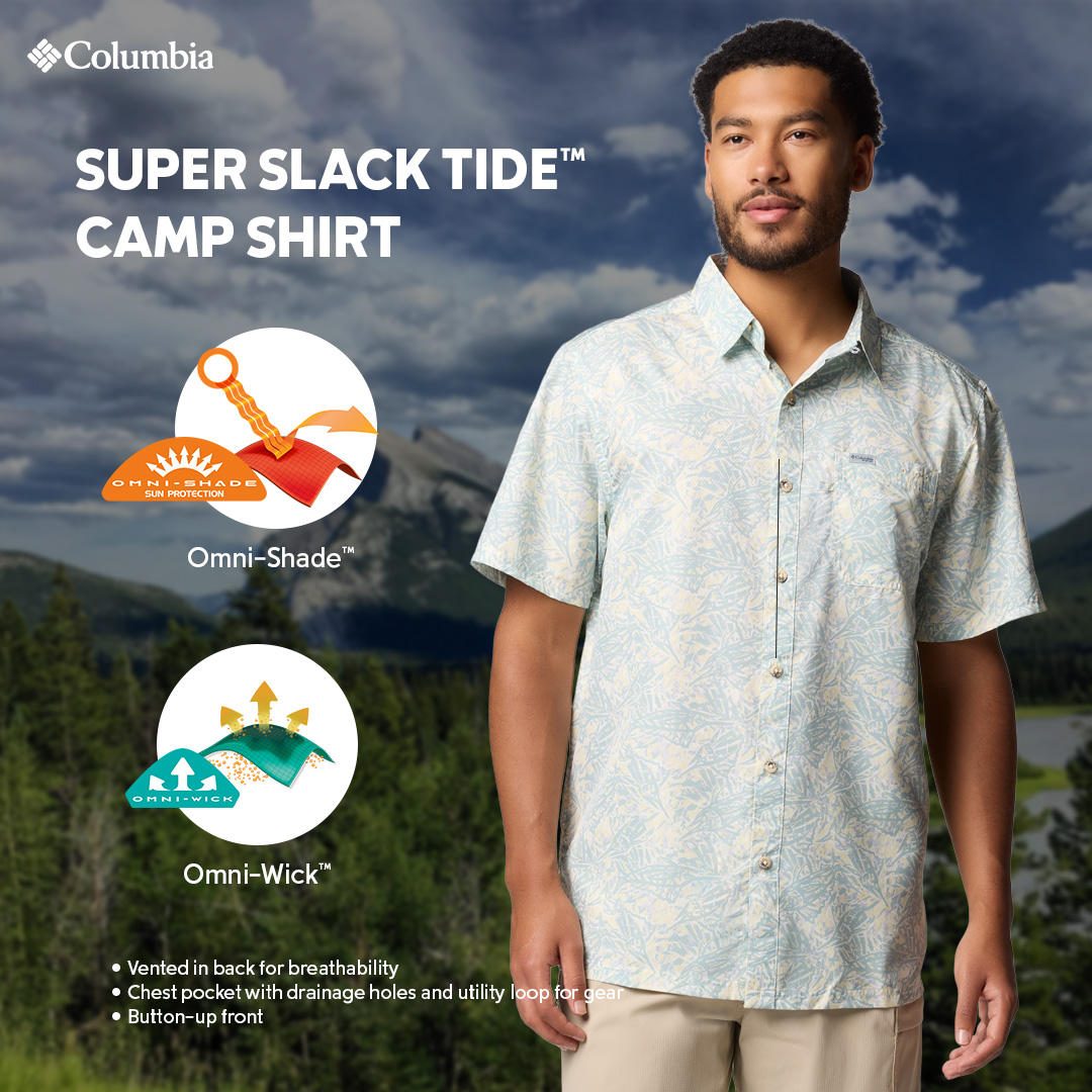 Columbia Mens White Omni-Wick Super Slack Tide Camp Shirt