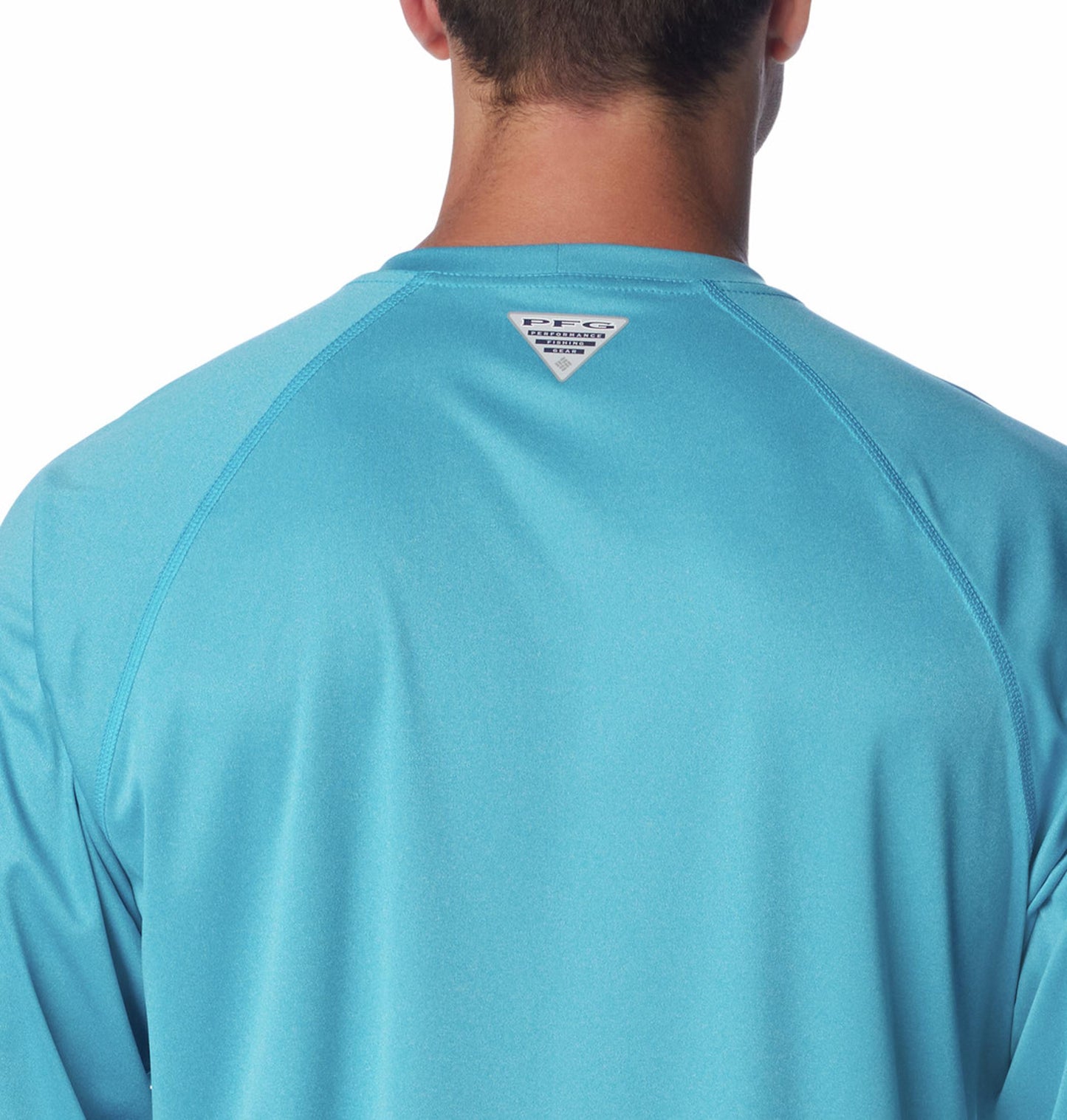 Columbia Men Blue Terminal Tackle Heather LS Shirt (Sun Protection)