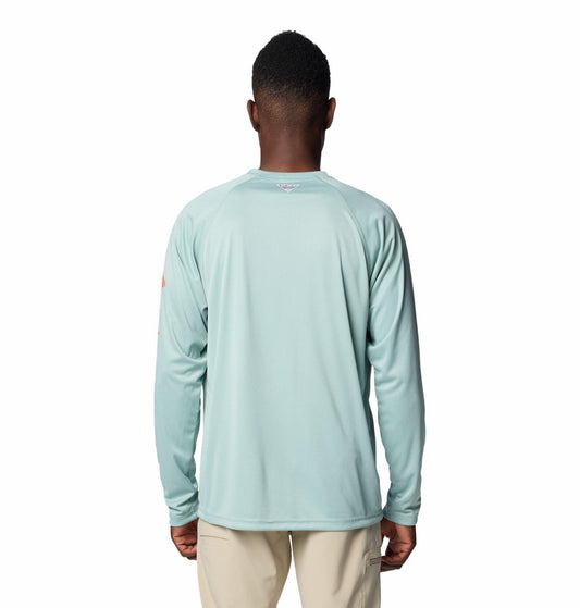 Columbia Mens Blue Omni Wick Terminal Tackle Heather Long Sleeve Tshirt