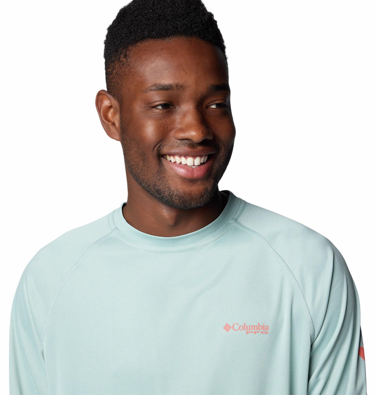 Columbia Men Blue Terminal Tackle Heather LS Shirt (Sun Protection)