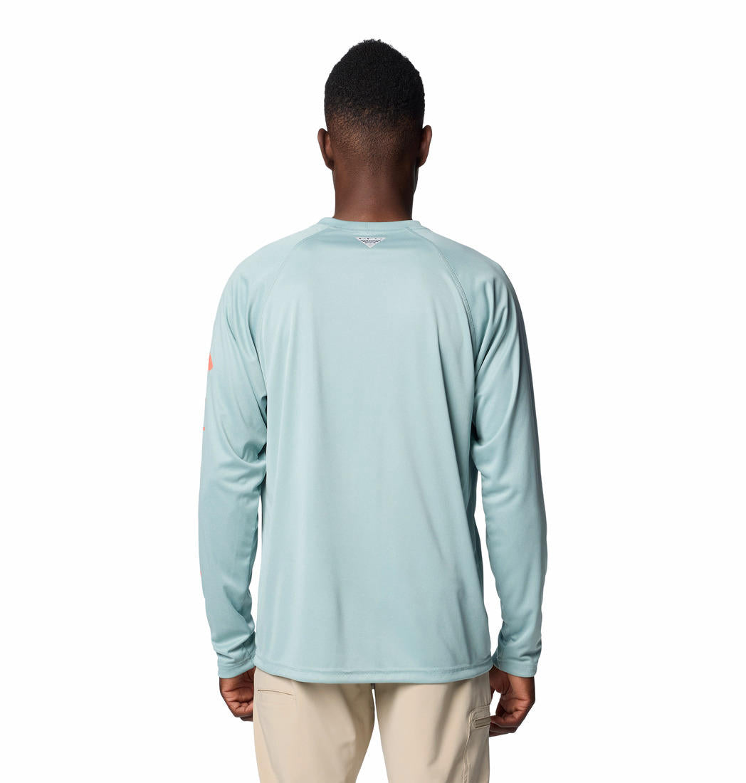 Columbia Mens Blue Omni Wick Terminal Tackle Heather Long Sleeve Tshirt