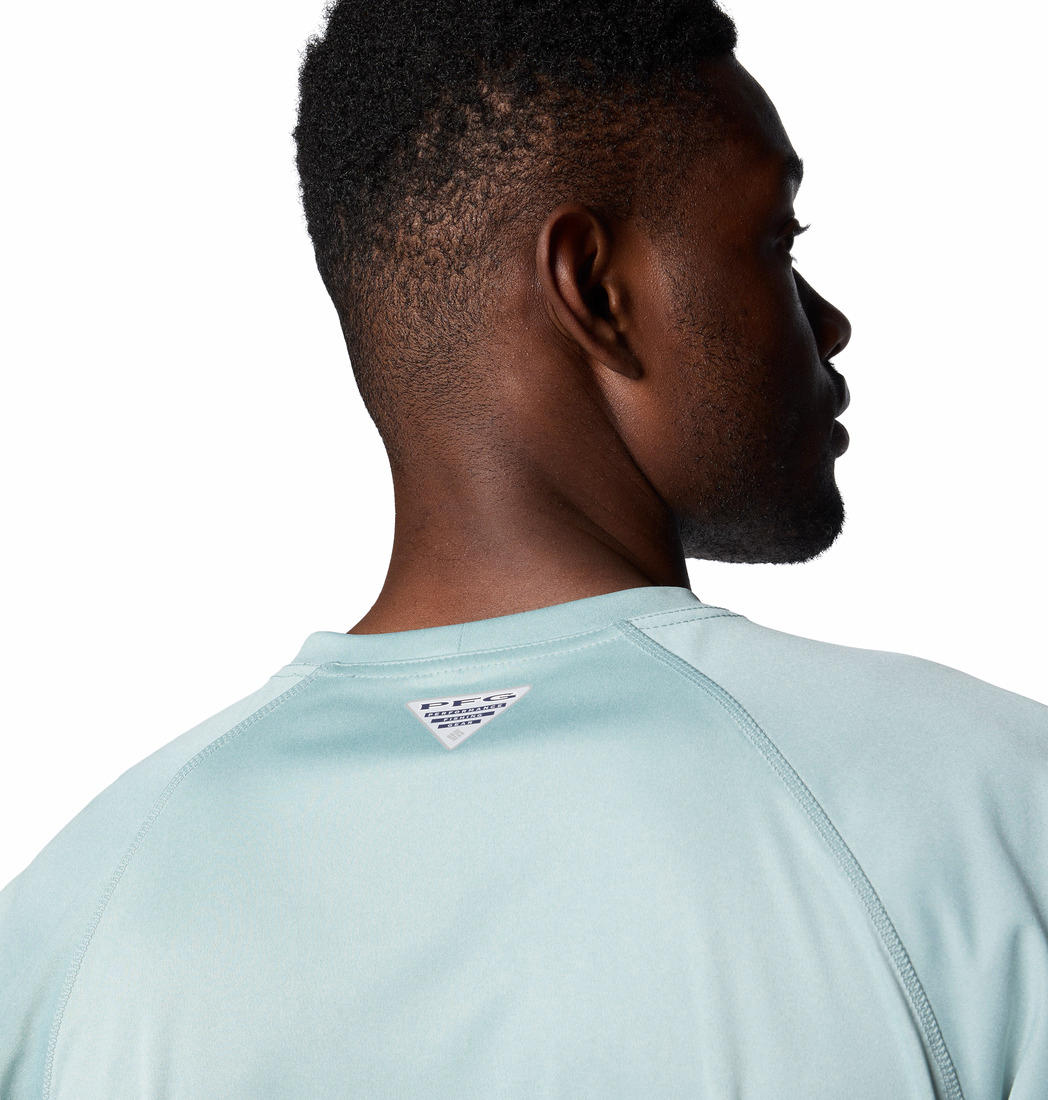 Columbia Mens Blue Omni Wick Terminal Tackle Heather Long Sleeve Tshirt