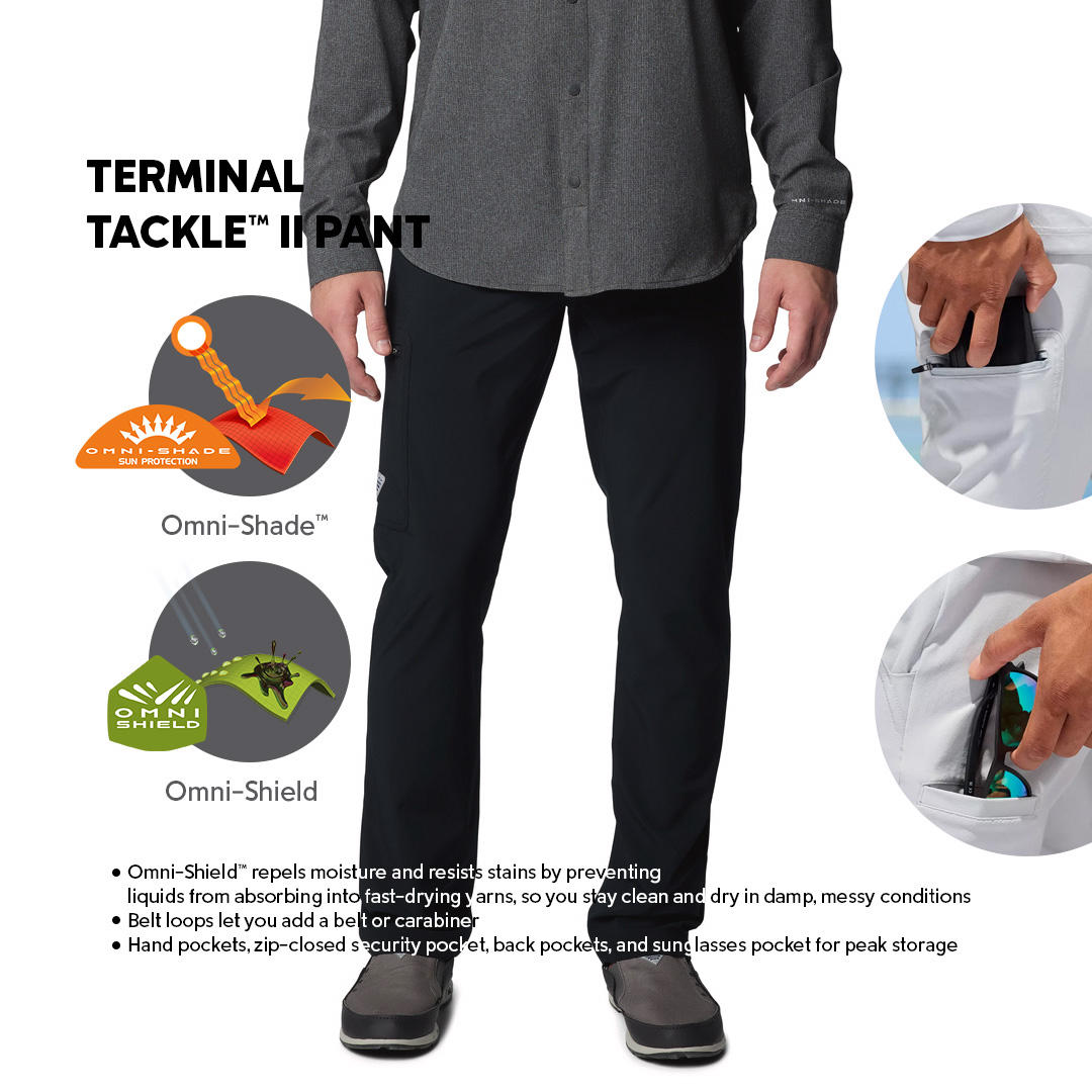 Columbia Mens Black Omni-Shield Terminal Tackle II Pant