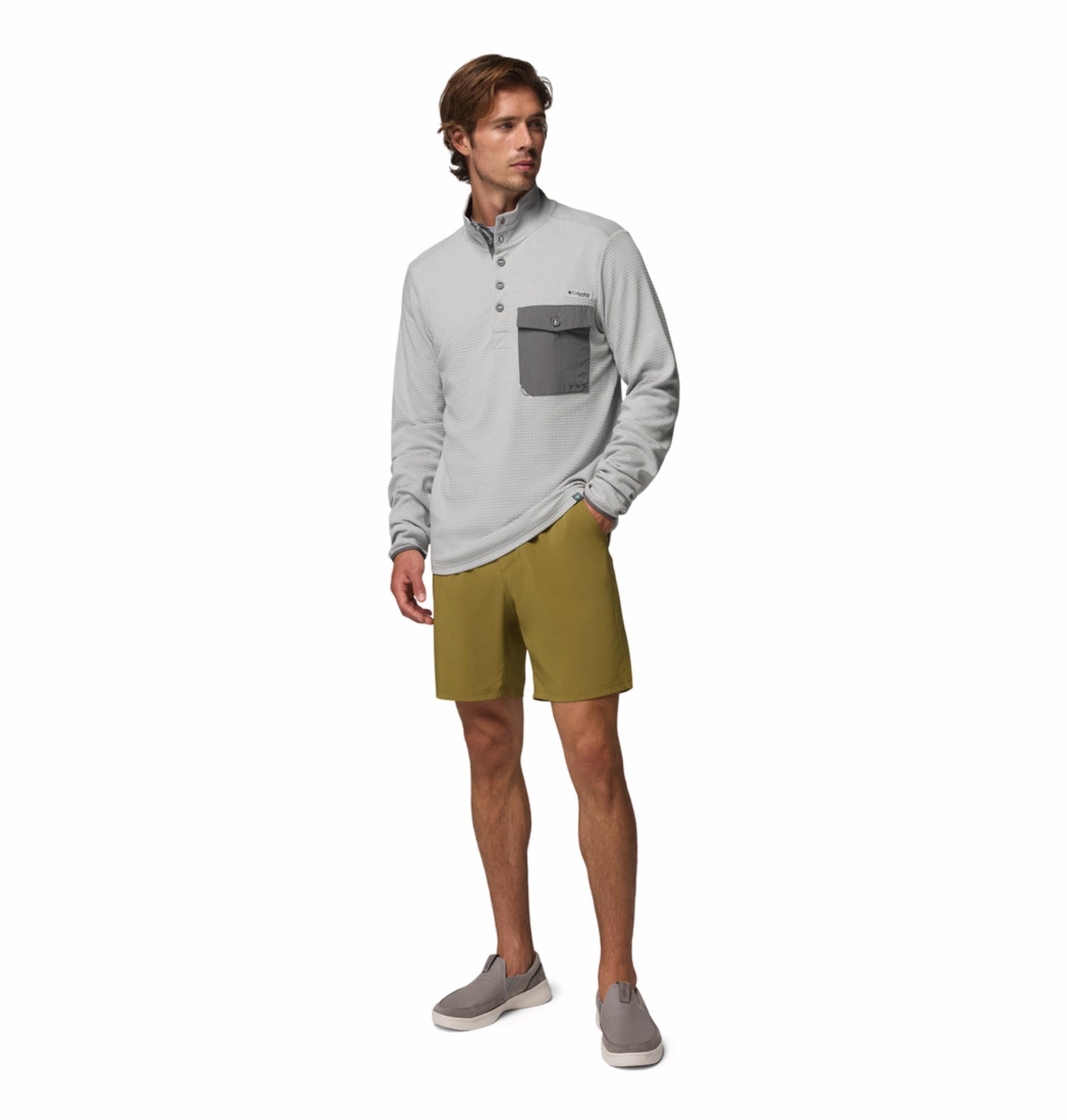 Columbia Men's Olive Green Omni-Shade PFG Uncharted Fishing Shorts
