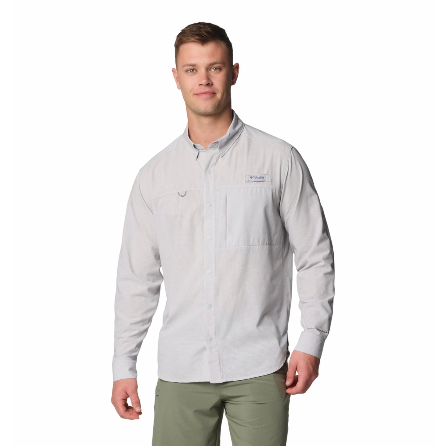 Columbia Men Black PFG Solar Breeze Woven LS Shirt