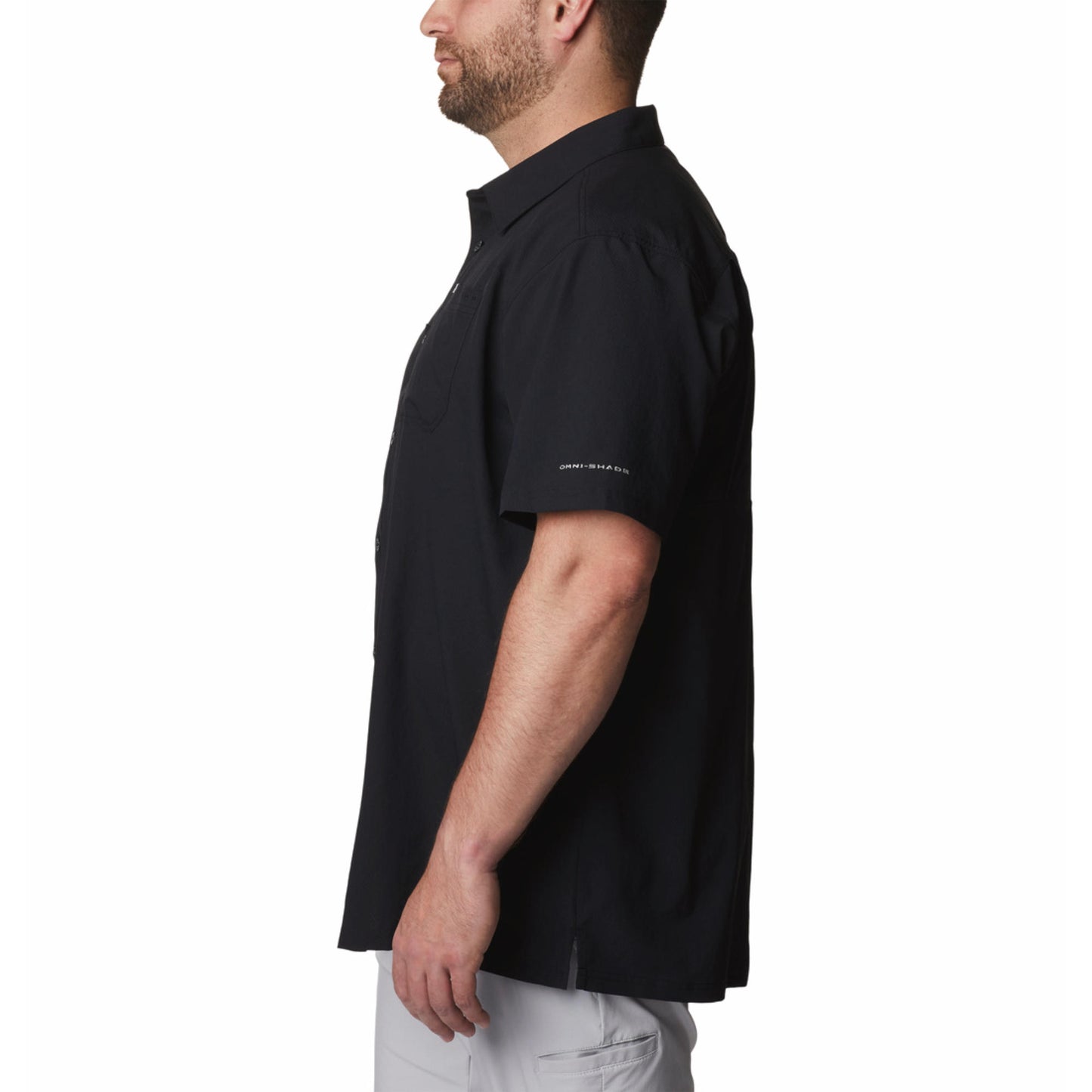 Columbia Men Black Omni-Shade Slack Tide Camp Shirt (Sun Protection)
