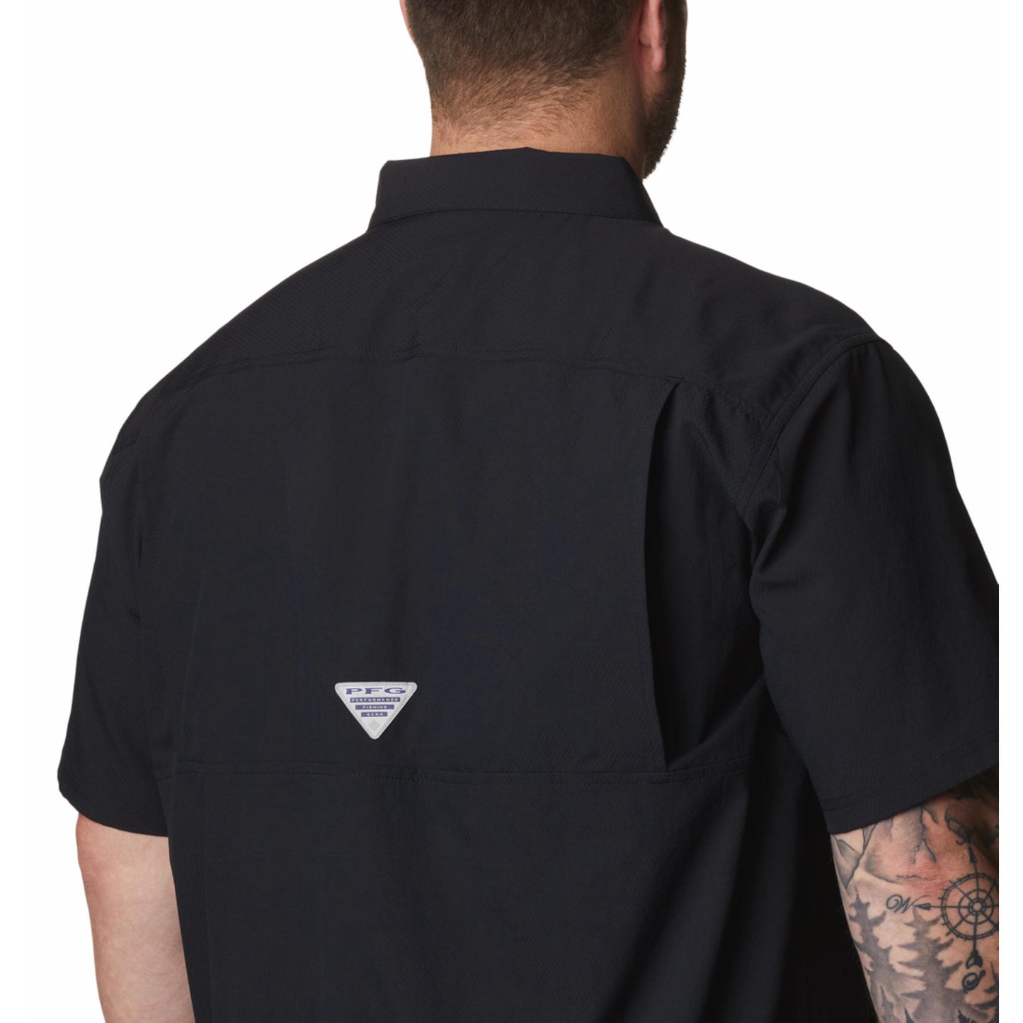 Columbia Men Black Omni-Shade Slack Tide Camp Shirt (Sun Protection)