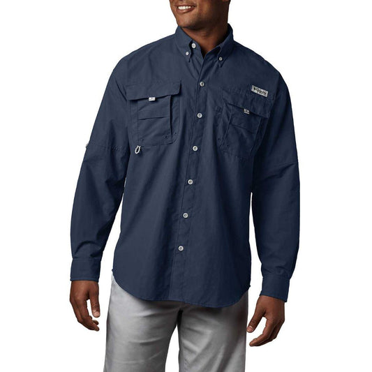 Columbia Men Blue Sun Protection Bahama II Long Sleeve Shirt