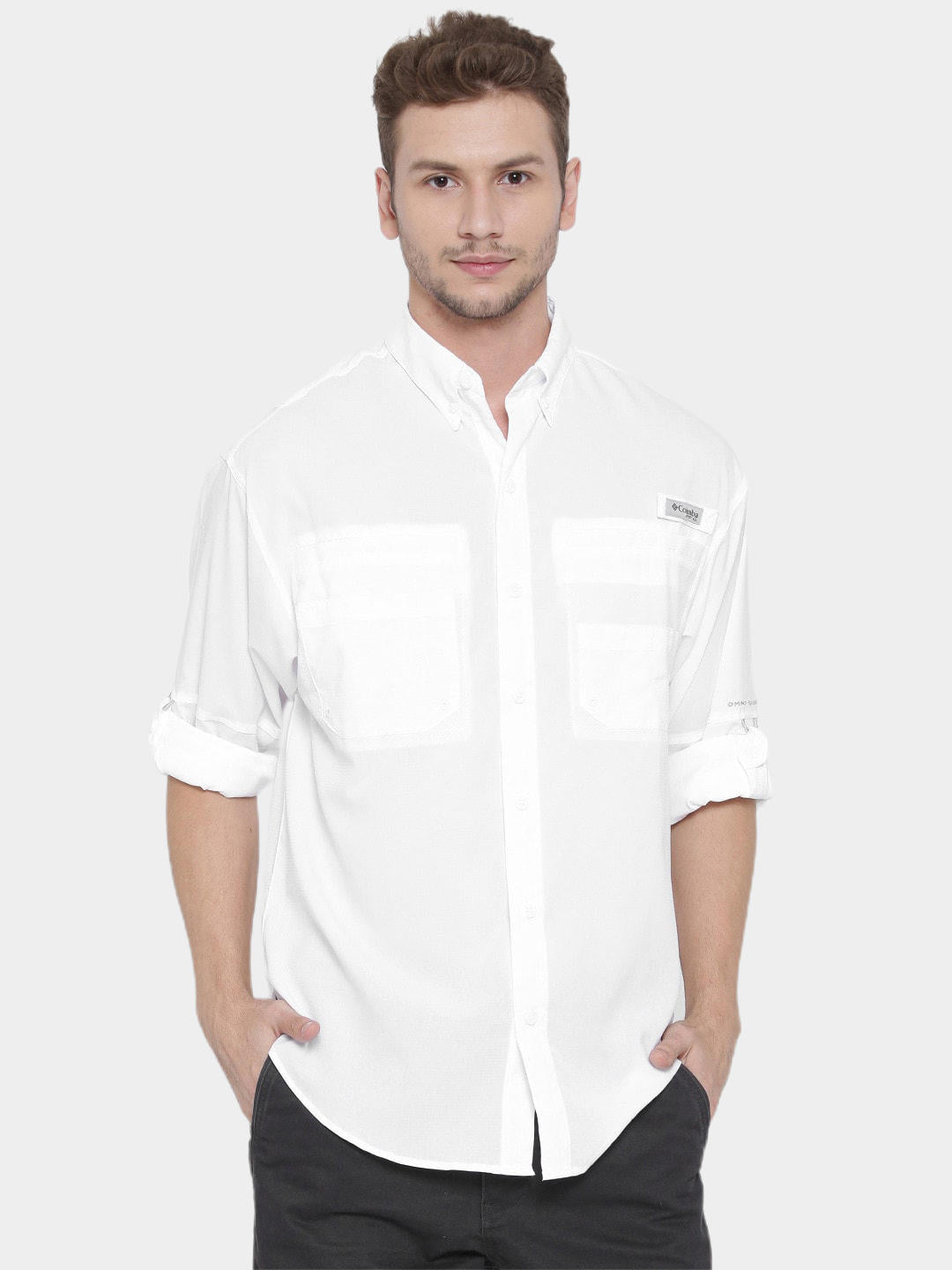 Columbia Men White Omni-Wick Tamiami II Long Sleeve Shirt