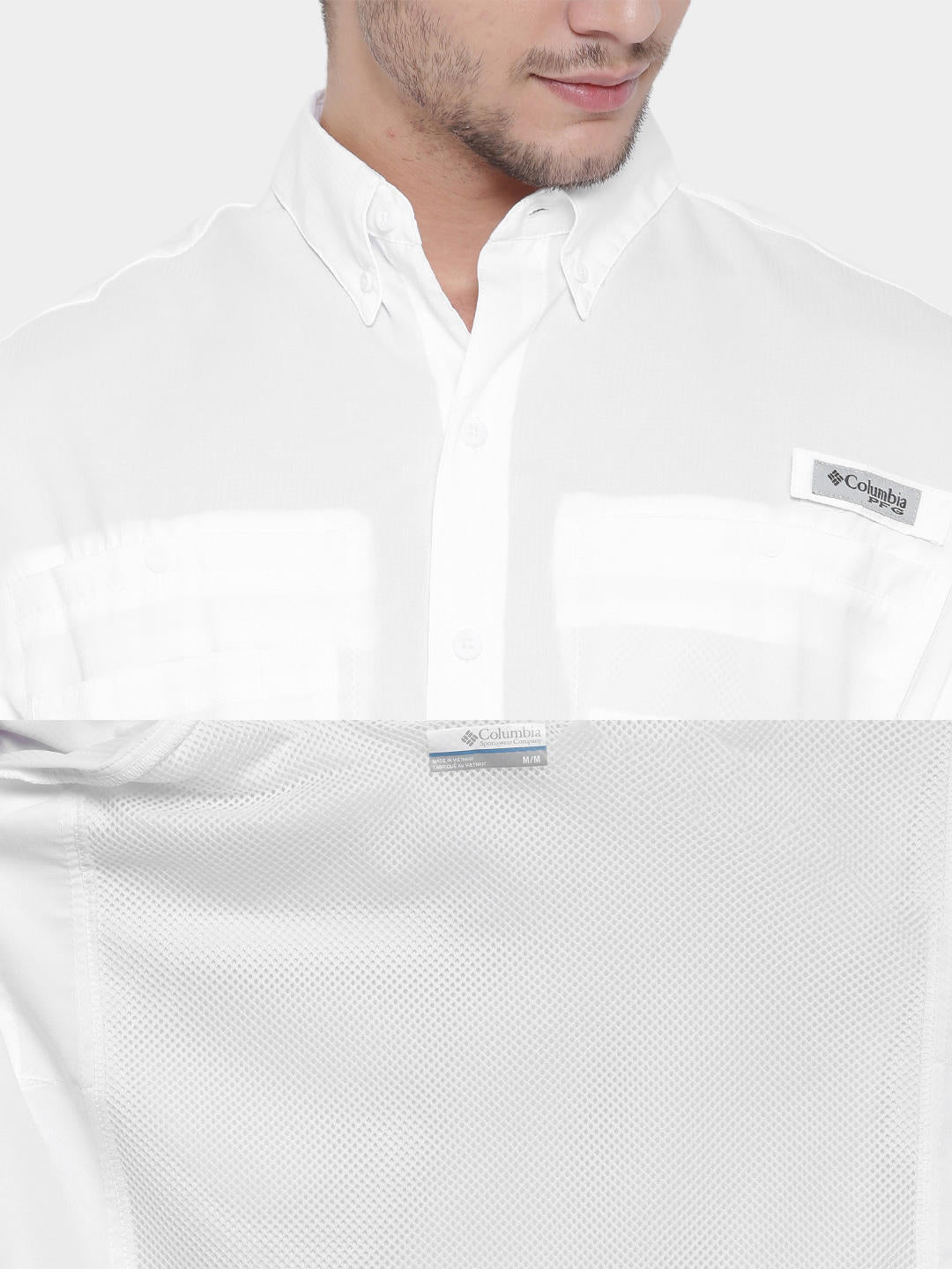 Columbia Men White Omni-Wick Tamiami II Long Sleeve Shirt