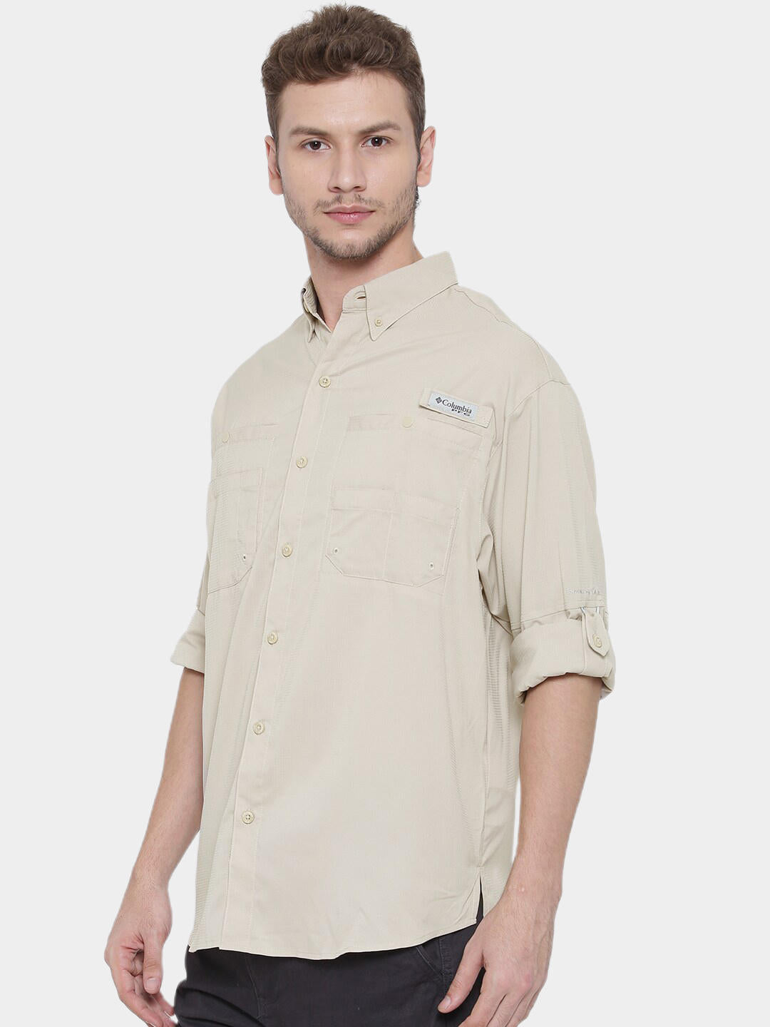 Columbia Men Beige Omni-Wick Tamiami II Long Sleeve Shirt