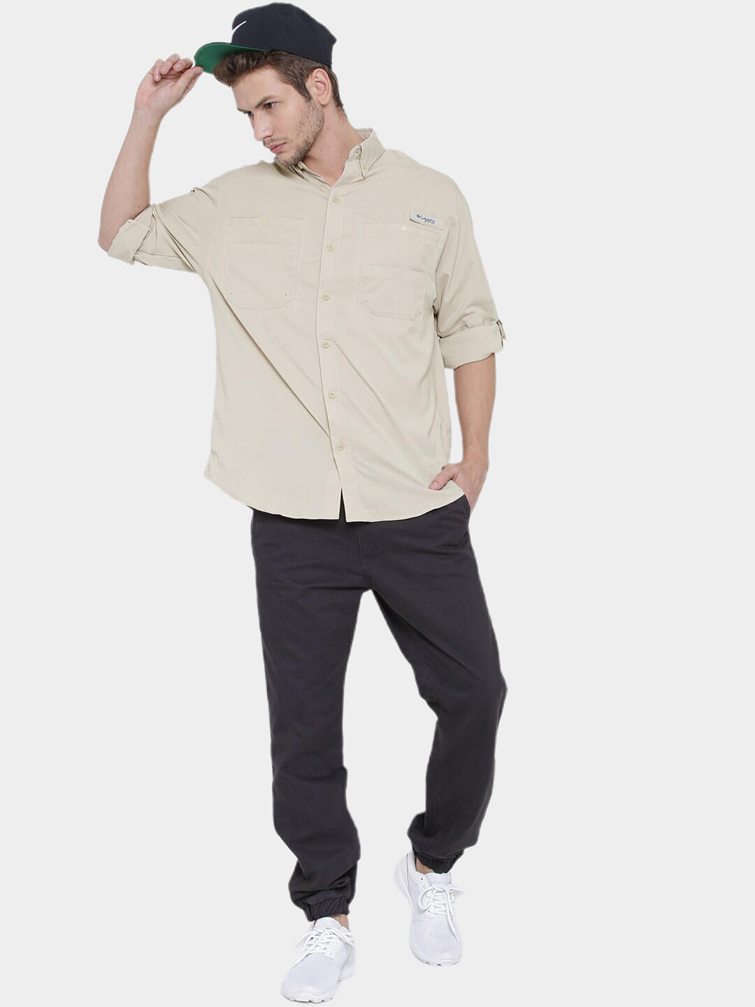 Columbia Men Beige Omni-Wick Tamiami II Long Sleeve Shirt