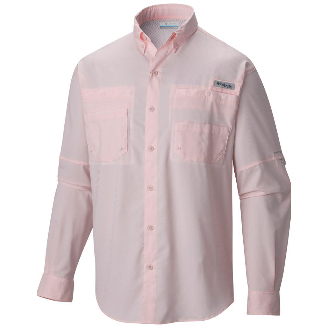 Columbia Men Pink Tamiami II Long Sleeve Shirt
