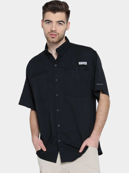 Columbia Men Black Omni-Wick Tamiami II Short Sleeve Shirt