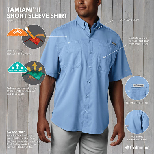 Columbia Men Blue Tamiami II Short Sleeve Shirt
