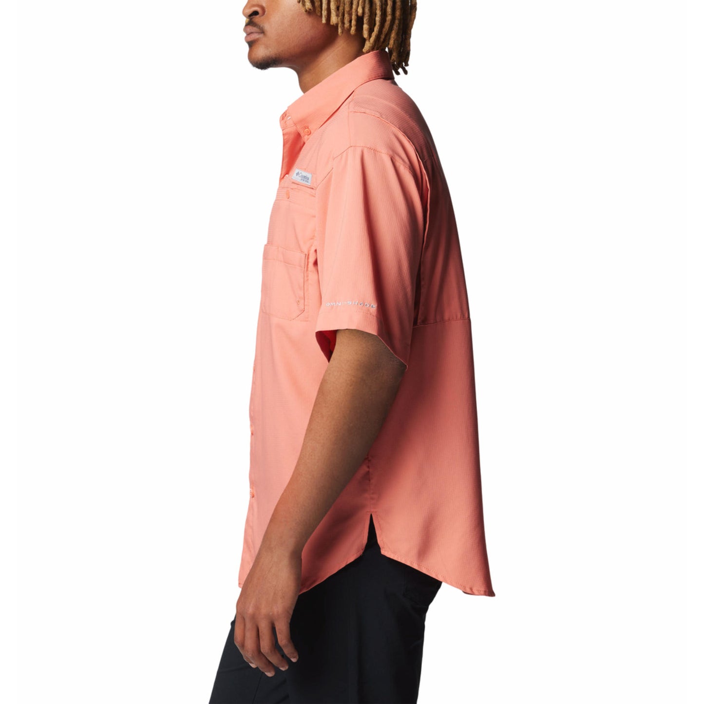 Columbia Men Orange Omni-Shade Tamiami II Shirt with Superior Sun Protection