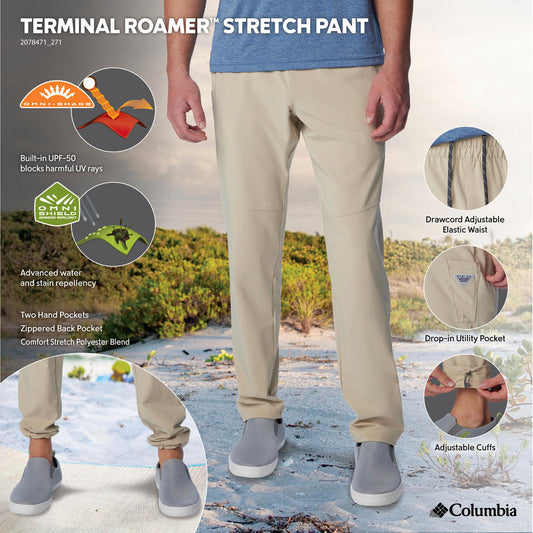 Columbia Mens Beige Terminal Roamer Stretch Pant