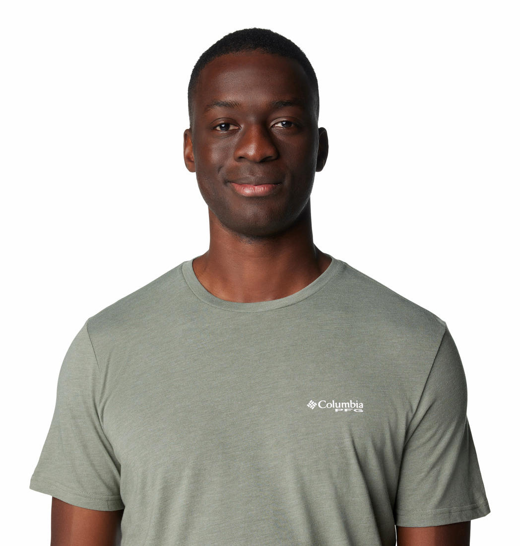Columbia Mens Green PFG Tarpon Rise Tech Tee SS