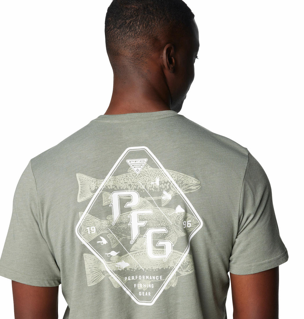 Columbia Mens Green PFG Tarpon Rise Tech Tee SS