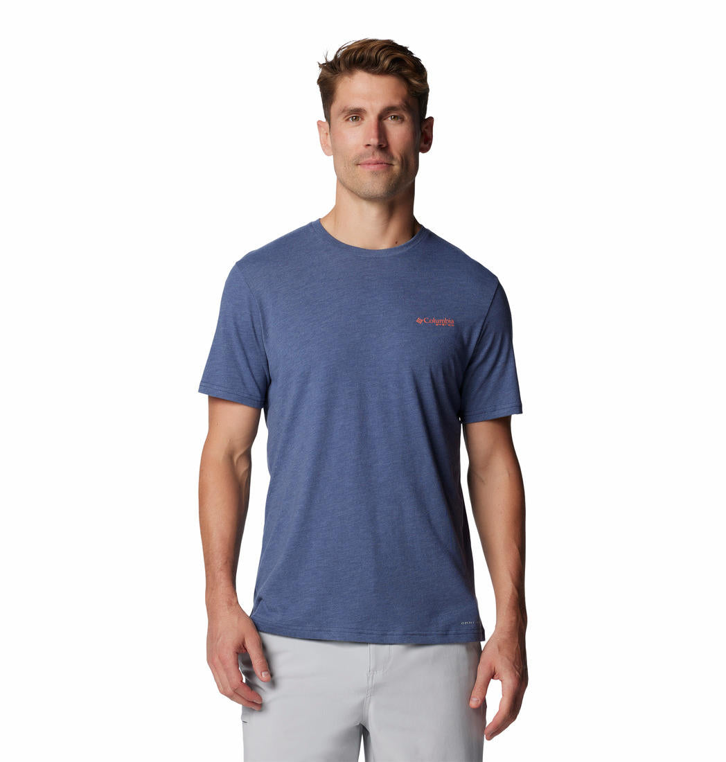 Columbia Mens Blue PFG Tarpon Rise Tech Tee SS