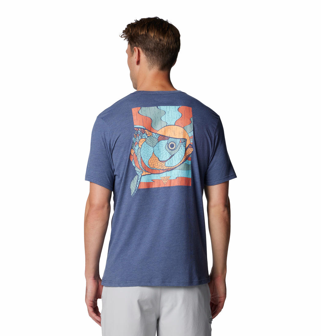 Columbia Mens Blue PFG Tarpon Rise Tech Tee SS