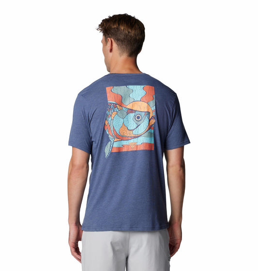 Columbia Mens Blue PFG Tarpon Rise Tech Tee SS
