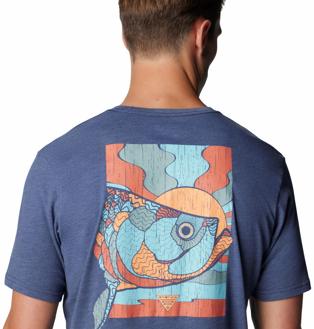 Columbia Mens Blue PFG Tarpon Rise Tech Tee SS